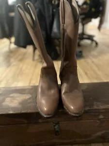 Vintage BLACK LABEL FRYE Cowboy Boots Sz 9D Brown In Excellent Condition - Picture 1 of 14