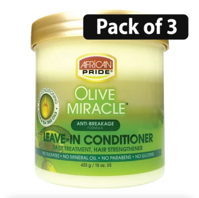 African Pride Olive Miracle  Formula Leave-In Conditioner 425g (Pack of 3) - Image 1 of 2
