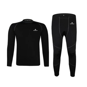 Outdoor Sports Long Johns Thermal Long Underwear Tops and Pants Set Black-Gray - Picture 1 of 8