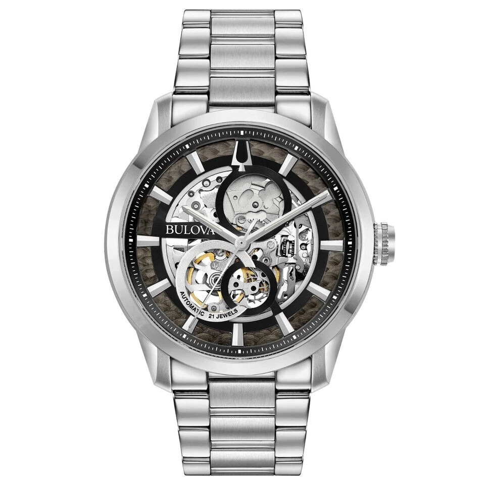 BULOVA Sutton Scheleton OROLOGIO DA UOMO IN ACCIAIO AUTOMATICO 96A208 - Immagine 1 di 4