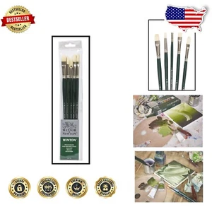 Natural Hog Bristle Long Handle Brush Set - 5 Essential Brushes for Oils - Picture 1 of 7