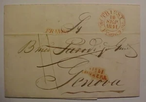 TRIEST 1841 FRANCO NACH GENUA FALTBRIEF - Bild 1 von 2