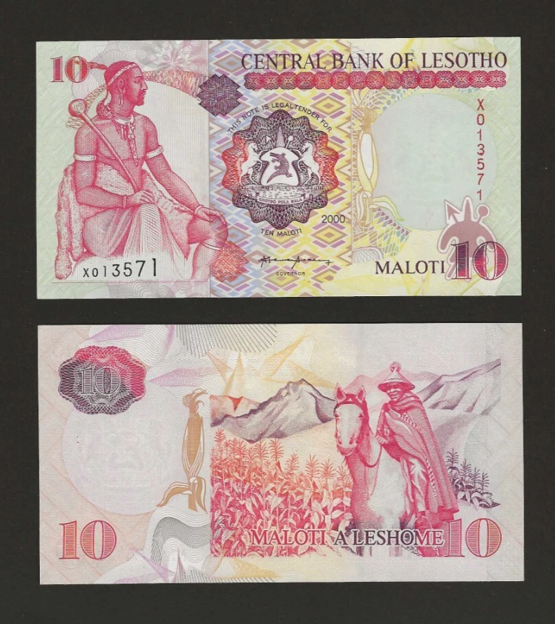LESOTHO 10 Maloti 2000, P-15a* REPLACEMENT, Original UNC, 1st Date, Scarce. - Image 1 of 1