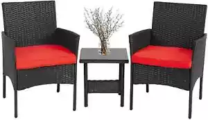 Outdoor Patio Furniture Sets 3 Pieces Patio Set Wicker Bistro Set Rattan Chair - Picture 1 of 35