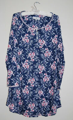 NWT Karen Neuburger Women's Blue Cherry Blossom Scoopneck LS Nightshirt sz S - Image 1 of 4
