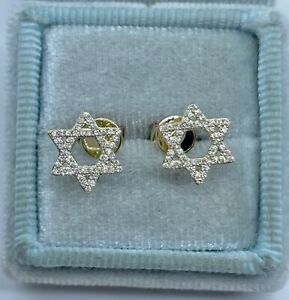 1.30 CT Round Simulated Diamond Star Of David Stud Earrings 14K Yellow Gold Over