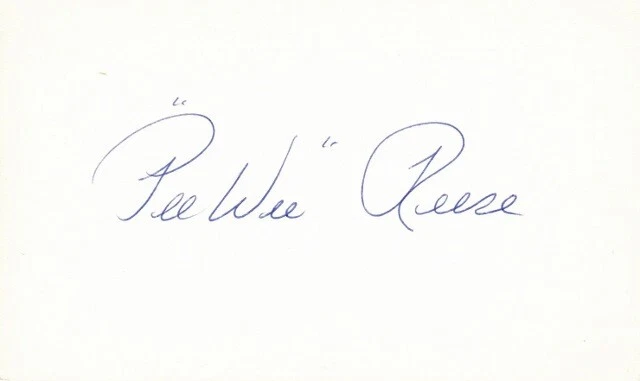 Pee Wee Reese Signed Auto 3x5 inch Index Card - Brooklyn Dodgers HOF Died 1999 - Image 1 of 1