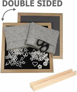 2-Sided Felt Board 10"x10" 680 Letters Wood Frame & Stand w/ Scissors & 2 Bags - Picture 1 of 7