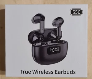 S50 Bluetooth 5.1 Headphones True Wireless Earbuds Earphones, Powerful Bass NEW - Picture 1 of 3