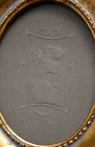 Vintage 1910s Embossed Paper Woman Lady Portrait Art Novae Oval Gilded Frame - Picture 1 of 4