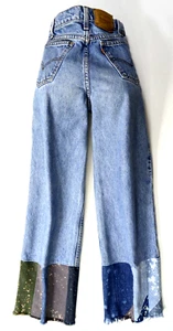 VINTAGE LEVIS 550 REDONE JEANS W23 Größe 4-6 (USA Alter 14) High Rise Slim Damen - Bild 1 von 21