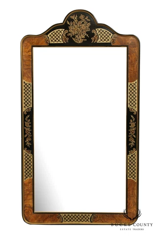Drexel ET Cetera Burl Wood, Chinoiserie Painted Beveled Wall Mirror Cover