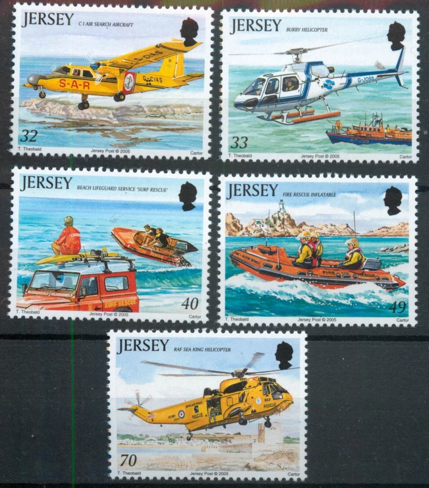 Jersey 2005 Rescue Craft aviation helicopters boats set SG 1185-1189 MNH mint - Image 1 of 1
