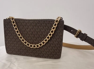Michael Kors Belt Bag Fanny Pack MK Signature Logo Brown Size L VGC - Image 1 of 4