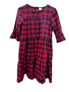 Hanna Andersson Flannel Dress - Size 14-16 (Size 160) - Red and Navy Blue Buffal - Picture 1 of 8