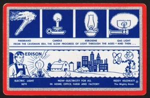 Vintage Einzelspielkarte REDDY KILOWATT roter Rand Bild Thomas Edison - Bild 1 von 2