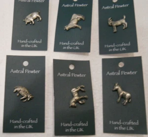 Pewter Lapel Pin Badges - horse, cow, pig, goat, donkey, badger various designs - Picture 1 of 8