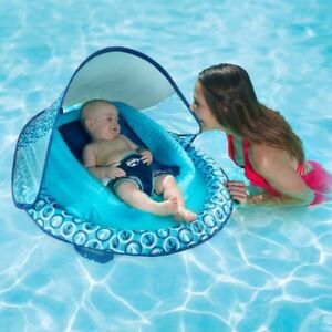 Swimways Infant Baby Spring Float Pool Swim Step 1 With Sun Canopy - Blue #459