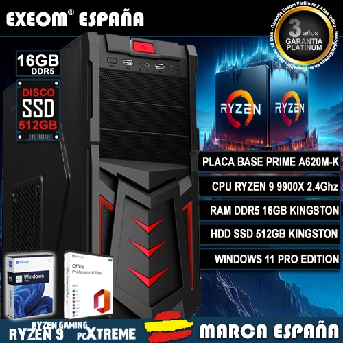 Ordenador Gaming Pc Sobremesa Ryzen 9 9900X 16GB DDR5 SSD 512GB Windows 11 - Imagen 1 de 4