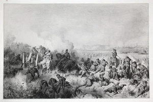 Gustave Doré battle Schlacht soldiers Soldaten Kanone Lithographie lithograph - Bild 1 von 2