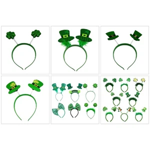 Couple Shamrock/ Hat Saint Patricks Day Headband Hair Hoop Woman Makeup Hairband - Picture 1 of 14