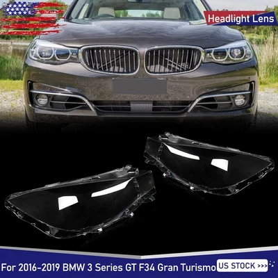 For 2016-2019 BMW 3 Series GT F34 Headlight Lens Replacement Covers Left&Right Foto 1 de 4