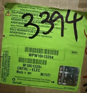 Whirlpool WPW10613394 CNTRL-MRC2-G pieza original OEM - Imagen 1 de 2