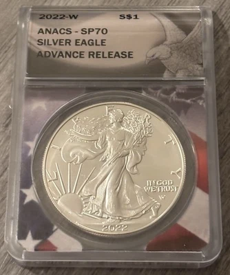 2022W- Burnished American Silver Eagle- ANACS- SP70- Advance Release - Image 1 of 2