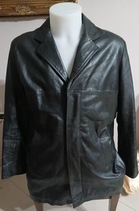 Veste Manteau SENSO UNICO Homme en Cuir Couleur Noir Taille M cod.CC031 - Picture 1 of 6