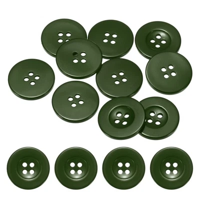 Sewing Buttons [10pcs] - 1 Inch/ 25mm 40L Resin Craft Buttons - [Dark Green] Foto 1 de 4