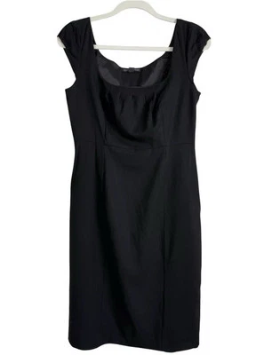 Banana Republic Lightweight Wool Peplum Sheath Black Sleeveless Dress 8 - image 1 of 4