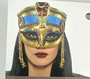 Gods And Goddesses Egyptian Mask Costume Gold Snake Head Elastic Strap New - Picture 1 of 7