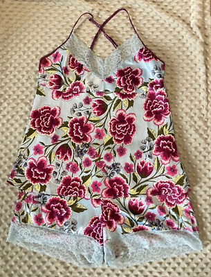 Jones of New York Satin Floral S Pajama Camisole & Short Set Loungewear Sexy - Image 1 of 4