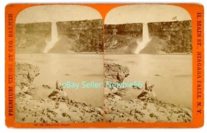 Cataratas del Niágara NY - CATARATAS DEL VELO NUPCIAL - George Barker Montaje Grande Stereoview - Imagen 1 de 2