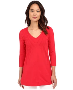 Mod-o-doc Women Zinnia Classic Jersey Lace Layover V-Neck Tee Red Size S - Picture 1 of 2
