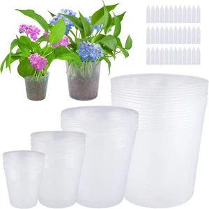 36 Pack 6/5/4/3 Inch Plant Nursery Pots Transparent Plastic Gardening Pot Sof... - Picture 1 of 2