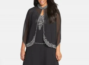 J Kara 148290 Women's Plus Size Embellished Jacket Color Black Sz 14W - Picture 1 of 1