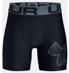 UNDER ARMOUR Heatgear Fitted Black Grey Training Shorts Youth Boys XS S M L XL - Picture 1 of 9