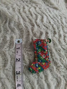 Vintage Artisan Christmas Quilt  Stocking Dollhouse Miniature Decoration - Picture 1 of 3