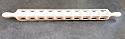 Vintage Wooden Ravioli Pasta Press Cutter 10 Slot 4 Row Rolling Pin 24" light w - Image 1 of 4
