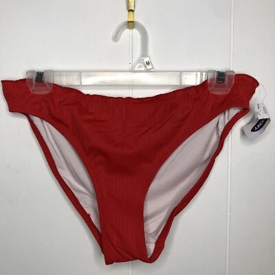 Parte inferior de bikini de natación Old Navy para mujer talla mediana naranja acanalada borde de lechuga nueva con etiquetas Foto 1 de 4