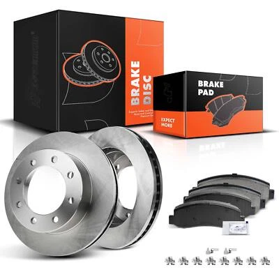 Rotores de freio a disco dianteiro e pastilhas de freio de cerâmica para Ford F-250 350 450 Super Duty - Imagem 1 de 4