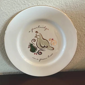 Pier One Plato de Postre Perdiz en un Pero, 12 Días de Navidad Borde Dorado - Imagen 1 de 3