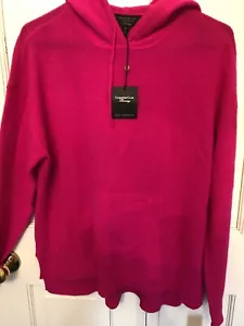 Charter Club Luxury Cashmere Hoodie Fierce Pink Sweater Medium New - Picture 1 of 4