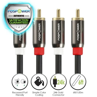 6FT Dual Layer 2 RCA to 2 RCA L/R Male Stereo Audio Cable Cord Plug Adapter - Image 1 of 4