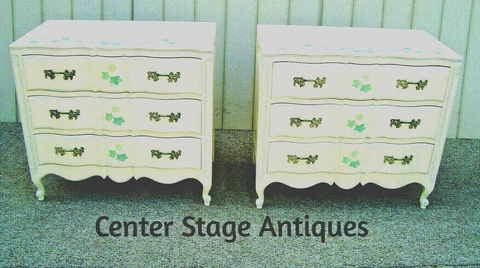 60375 PAIR Hand Painted Dixon Powdermaker  Dresser Bachelor  Chests Nightstand Cover