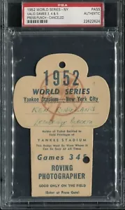 1952 World Series PSA Ticket/Pass NY HR Berra/Snider/Hit Jack Robinson/Mantle⚾️ - Bild 1 von 2