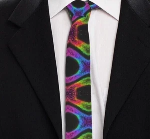 DNA Neon psychedelische fraktale Herrenkrawatte Krawatte Halsbekleidung Rave Dj Festival Geschenk - Bild 1 von 5