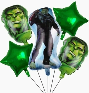 5 Pcs Incredible Hulk Avengers Mylar Foil Birthday balloon Bouquet + free gift - Picture 1 of 10