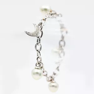 Armband 750/18K Weißgold Südsee Perle Diamanten ca 0.80 ct TW/VS 18 cm - Bild 1 von 3